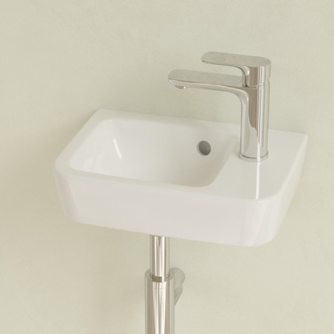 Villeroy & Boch O.novo fontein - 36x25cm - 1 kraangat rechts - met overloop CeramicPlus - White Alpine (glans wit) SW448504
