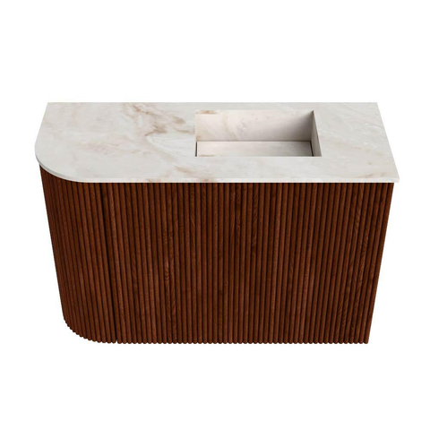 Mondiaz JOYA-DLUX 61.6cm toiletmeubel - ronding links kleur Ruby - Wastafel FAYE positie Rechts 1 kraangat kleur Frappe. SW1423469
