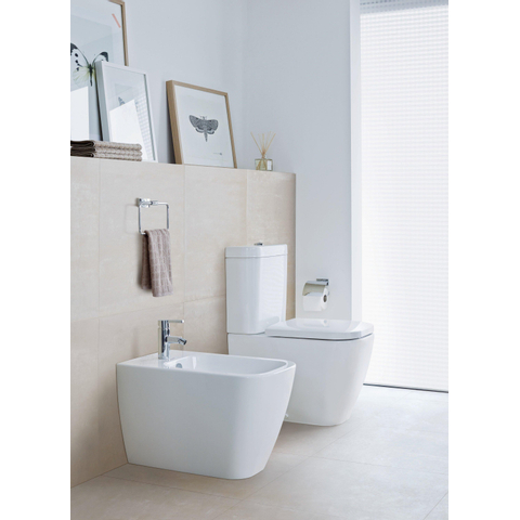 Duravit Karree Closetrolhouder - met klep - hoogglans chroom SW55120