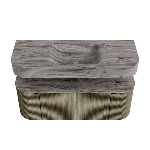 MONDIAZ THOR-DLUX 120cm meuble de salle de bains arrondi gauche + droite couleur Shadow avec 1 tiroir et 2 portes. Vasque suspendue CLOUD Milieu sans trou de robinet couleur Sombra. SW1463661
