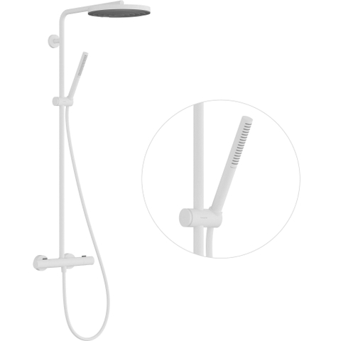 Hansgrohe Pulsify S Puro Thermostatische Regendoucheset - 26cm - ronde hoofddouche - staaf - handdouche - thermostaat - mat wit (chroom) SW1151843