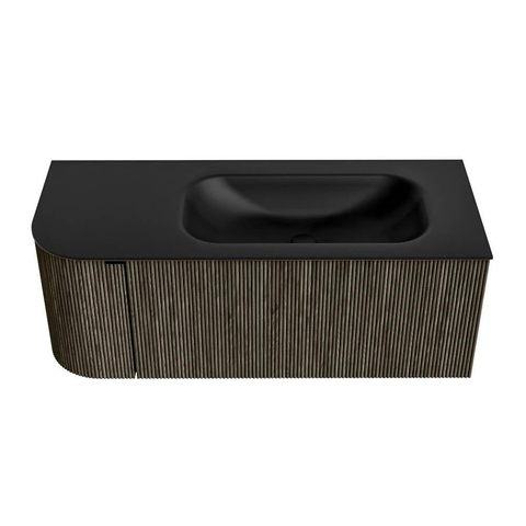 Mondiaz KURVE Ensemble de meubles de salle de bains - 115x46x40cm - 1 tiroir - 1 porte - lavabo solid surface - droit - sans trou de robinet - Shadow SW1414200