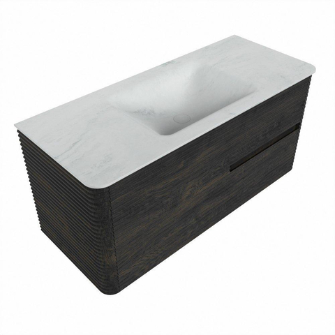 Mondiaz CIRO-DLUX Badkamermeubelset - 110x45x50cm - Solid surface wastafel Opalo - 1 wasbak Midden - zonder kraangaten - 2 lades - Shadow SW1532396