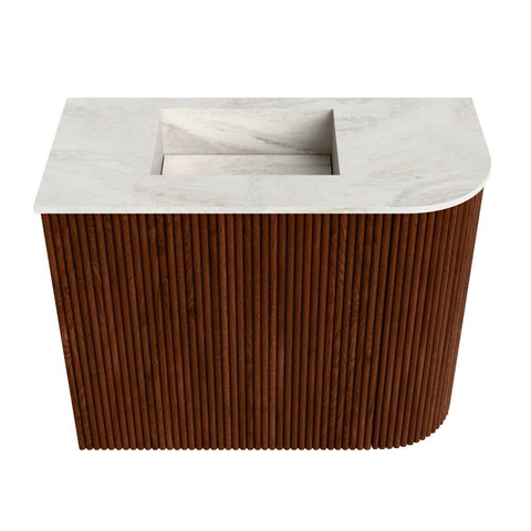 Mondiaz JOYA-DLUX 51.6cm toiletmeubel - ronding rechts kleur Ruby - Wastafel FAYE positie Links 1 kraangat kleur Ostra. SW1423796