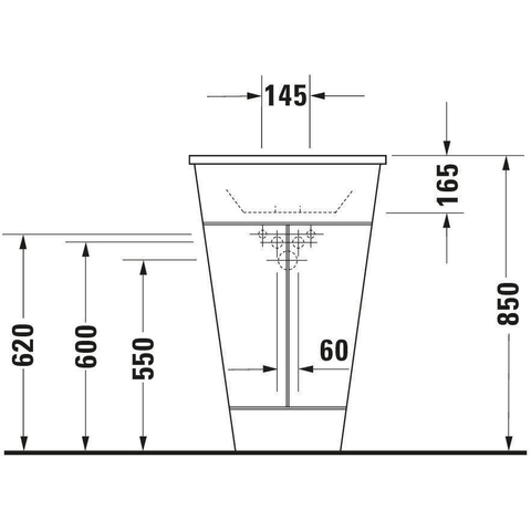 Duravit Starck 1 Wastafel - 58cm tbv onderbouw 9520 - wondergliss - wit 0295456
