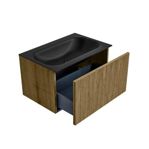 Mondiaz KURVE Badkamermeubelset - 70x46x40cm - 1 lade - wastafel solid surface - midden - 1 kraangat - Dusk SW1415092