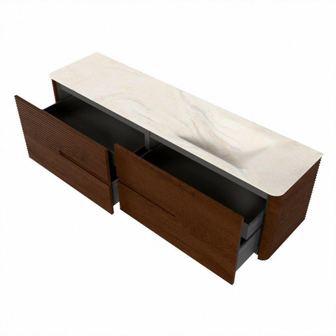 Mondiaz CIRO-DLUX Ensemble de meubles de salle de bains - 180x45x50cm - Plan vasque Solid surface Ostra - 1 lavabo à droite - 1 trou de robinet - 4 tiroirs - Ruby SW1531876