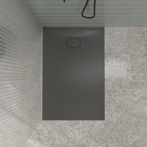 Villeroy & Boch Ecora douchebak - 120x80x3.5cm - afvoer korte zijde - anthracite (antraciet) SW1558996