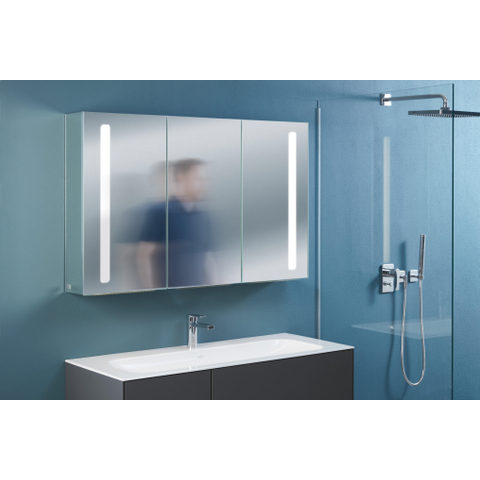 Villeroy & Boch my view 14 My View spiegelkast - met 2 deuren - met geïntegreerde LED verlichting verticaal - 120x75x17.3cm - zilver 1024982