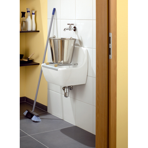 Villeroy & Boch O.novo /omnia pro uitstortgootsteen - met stootrand - zonder emmerrooster - White Alpine (glans wit) 0140415