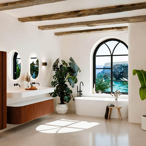 MONDIAZ THOR Meuble de salle de bains 180cm arrondi gauche + droite couleur Ruby avec 2 tiroirs et 2 portes. Vasque suspendue CLOUD Double sans trou de robinet couleur Talc. SW1466020