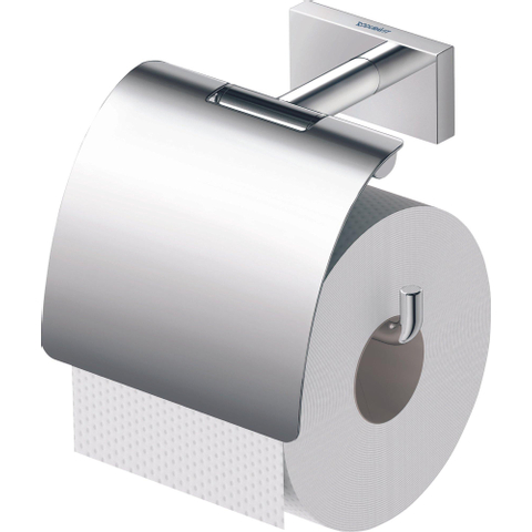 Duravit Karree Closetrolhouder - met klep - hoogglans chroom SW55120