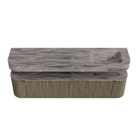 MONDIAZ THOR-DLUX 190cm meuble de salle de bains arrondi gauche + droite couleur Shadow avec 2 tiroirs et 2 portes. Vasque suspendue CLOUD Droite 1 trou de robinet couleur Sombra. SW1466643