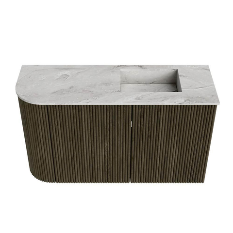 Mondiaz JOYA-DLUX 71.6cm toiletmeubel - ronding links kleur Shadow - Wastafel FAYE positie Rechts Zonder kraangat kleur Glace. SW1422812
