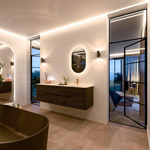 Mondiaz CIRO-DLUX Meuble de salle de bains - 170x45x50cm - Plan vasque solid surface Nata - 1 lavabo à droite - 1 trou de robinet - 4 tiroirs - Shadow SW1532595