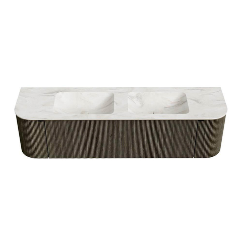 Mondiaz KURVE-DLUX Badkamermeubelset - 170x46x40cm - 1 lade - 2 deuren - wastafel solid surface - dubbel - zonder kraangat - Shadow SW1414489