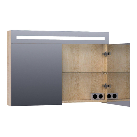 BRAUER Promise Deluxe armoire de toilette – 99 x 70 x 15 cm – LED directe – 2 portes, portes-miroir double face – Sunlit SW30767
