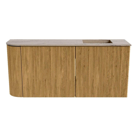Mondiaz JOYA-DLUX 91.6cm meuble de toilette - arrondi gauche couleur Chêne - Vasque FAYE position Droite Sans trou de robinet couleur Arène SW1423876