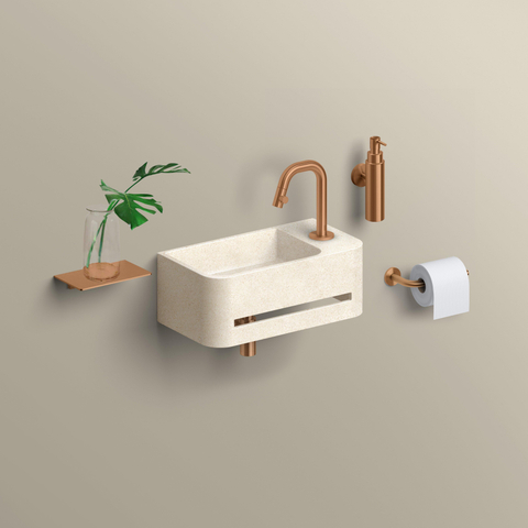 Clou InBe 9 fontein 43cm met handdoekhouder beige microrazzo SW1442012