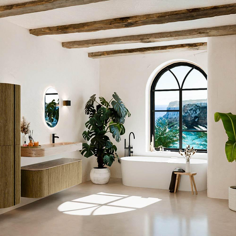 MONDIAZ THOR-DLUX 140cm meuble de salle de bains arrondi gauche + droite couleur Dusk avec 1 tiroir et 2 portes. Vasque suspendue CLOUD Droite 1 trou de robinet couleur Arena. SW1464365