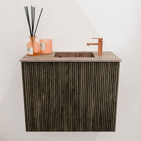 Mondiaz JOYA-DLUX 50cm toiletmeubel - kleur Shadow - Wastafel FAYE positie Rechts 1 kraangat kleur Arena. SW1424778