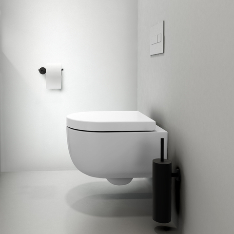 Clou Flat ensemble balai de toilettes 8x35cm modèle mural Noir mat SW86589