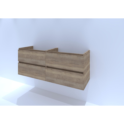 H&R Badmeubelen Infinity Wastafelonderkast - 140x44.8x55cm - 4 lades - greeploos - natuur eiken SW462814