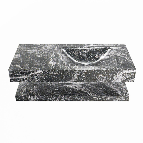 Mondiaz ALAN-DLUX Ensemble de meuble - 100cm - meuble Lava mat - 0 tiroirs - Lavabo Cloud Lava suspendu - vasque Droite - 1 trou de robinet SW809232