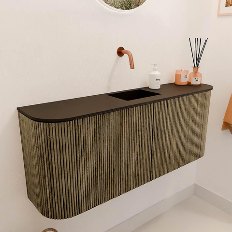 Mondiaz JOYA 103.2cm toiletmeubel - ronding links en rechts kleur Dusk - Wastafel FAYE positie Midden Zonder kraangat kleur Urban. SW1421699