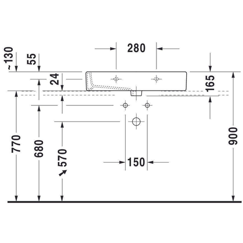 Duravit Vero Wastafel - met kraangat - met overloop - 70x47cm - met wondergliss - wit 0305343
