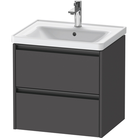 Duravit Ketho.2 Wastafelonderbouwkast - met 2 laden - 58.4x45.5x54.9cm - met grepen antracietgrafiet - mat grafiet (grijs) SW773015