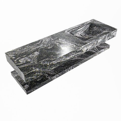 Mondiaz ALAN-DLUX Ensemble de meuble - 150cm - meuble Lava mat - 0 tiroirs - Lavabo Cloud Lava suspendu - vasque Droite - 0 trous de robinet SW809046