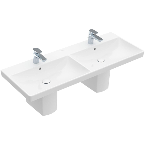 Villeroy & Boch Avento dubbele meubelwastafel - 120x47cm - 2 kraangaten - met overloop - White Alpine (glans wit) SW209499