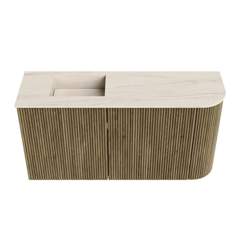 Mondiaz JOYA-DLUX Meuble de salle de bains 81,6cm - arrondi droit couleur Dusk - Vasque FAYE position Gauche Sans trou de robinet couleur Meli. SW1425849