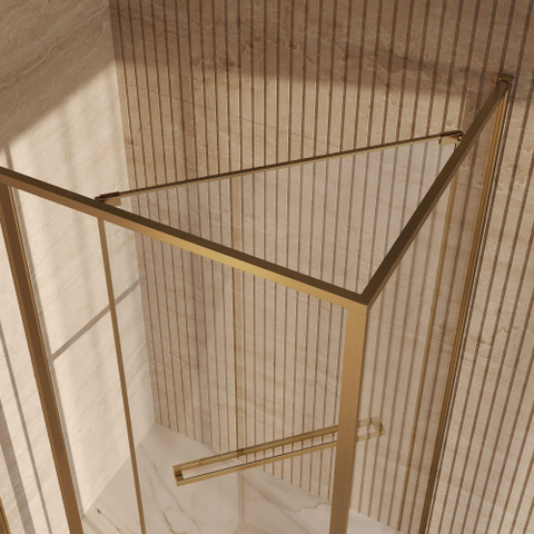 BRAUER Luminis Douchecabine - 120x90x200cm - 3-delig naar binnen draaiend - helder glas - omkeerbaar - incl. glascoating - geborsteld goud PVD SW1580968