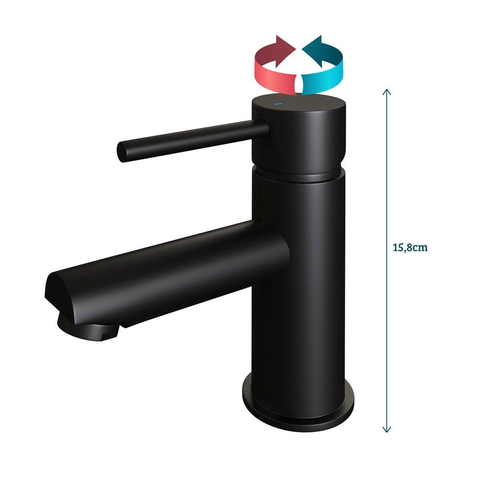 Brauer Black Edition wastafelkraan - model A - opbouw - laag - mat zwart SW238153