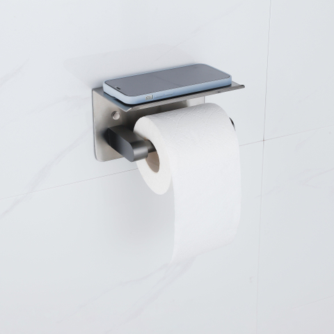 Fortifura Calvi toiletrolhouder - met plateau - PVD - geborsteld gunmetal (antraciet) SW1183052