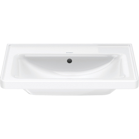 Duravit D-neo Wastafel - met waskom midden - zonder kraangat - met overloop - 65x48cm - met wondergliss - wit SW640401