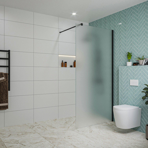 Fortifura Galeria Douche à l'italienne - 100x200cm - verre satiné - Noir mat SW876793