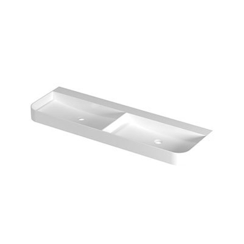 INK Duomo Lavabo - 140x45x10cm - posé - coins arrondis - double vasque - sans trou de robinet - polystone - blanc mat SW1405354