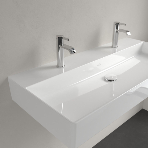 Villeroy & Boch Memento 2.0 lavabo - dessous meulé 100x47cm - sans trop-plein 2 trous de robinet ceramic+ blanc SW358449