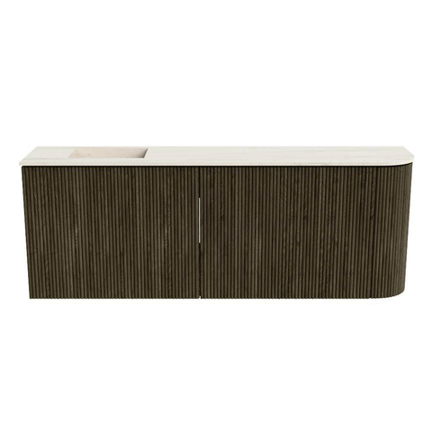 Mondiaz JOYA-DLUX Meuble de salle de bains 111.6cm - arrondi droit couleur Shadow - Vasque FAYE position Gauche 1 trou de robinet couleur Meli. SW1424921