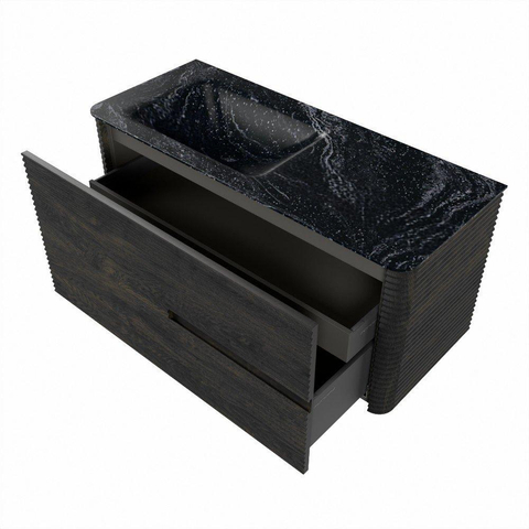 Mondiaz CIRO-DLUX Ensemble de meubles de salle de bains - 110x45x50cm - Lavabo solid surface Lava - 1 vasque à gauche - 1 trou de robinet - 2 tiroirs - Shadow SW1532264