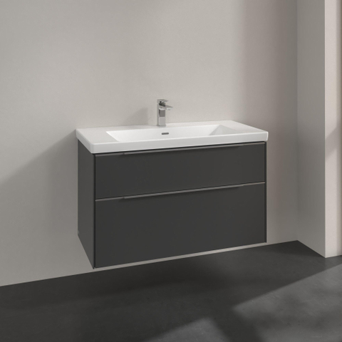 Villeroy & Boch Subway 3.0 wastafelonderkast - 97.3x57.9cm - 2 lades - Graphite (grijs) SW641586