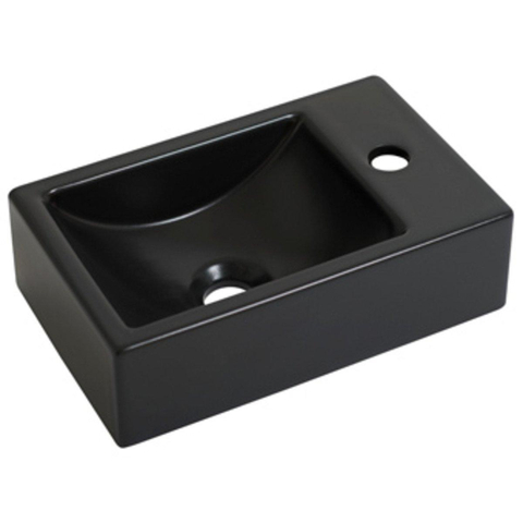 Plieger Houston fonteinset – 37x23x11 cm – keramiek mat zwart – kraangat rechts – chromen kraan SW648302