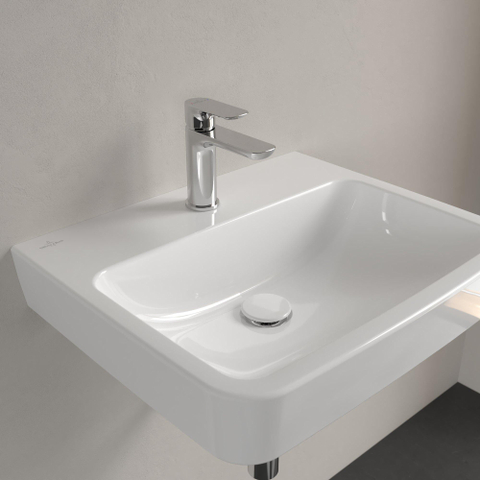 Villeroy & Boch O.novo wastafel onderzijde - geslepen - 55x46cm - 1 kraangat - White Alpine (glans wit) SW448369