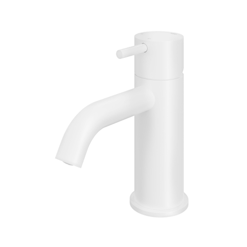 Hotbath Cobber robinet mitigeur bas pour lavabo avec bec courbé sans bonde blanc mat SW73503