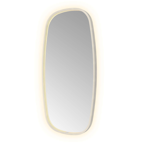 Hotbath &MORE Spiegel in aluminium frame / contour - 50x100cm - inclusief direct & indirect LED - spiegelverwarming - color changing - dimbaar - dottless - met afstandsbediening - geborsteld RVS 316 SW1246855