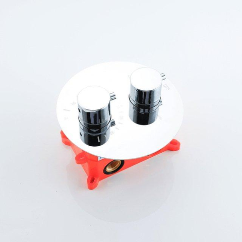 Fortifura Calvi Inbouw Regendoucheset - rond - thermostatisch - wandarm - glijstang - 25cm - hoofddouche - ronde handdouche - gladde doucheslang - hoogglans chroom SW1189344
