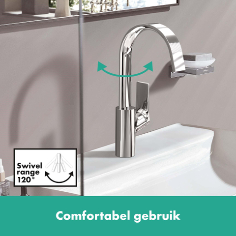 Hansgrohe VIVENIS Eengreeps wastafelmengkraan - 210 met draaibare uitloop - zonder afvoer - hoogglans chroom SW642500